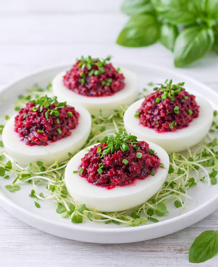 Jajka faszerowane ćwikłą przepis